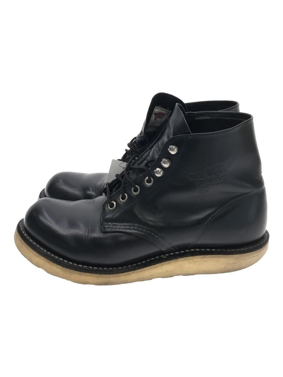 RED WING◆6-INCH CLASSIC ROUND/ソール減り/レースアップブーツ/US7/BLK