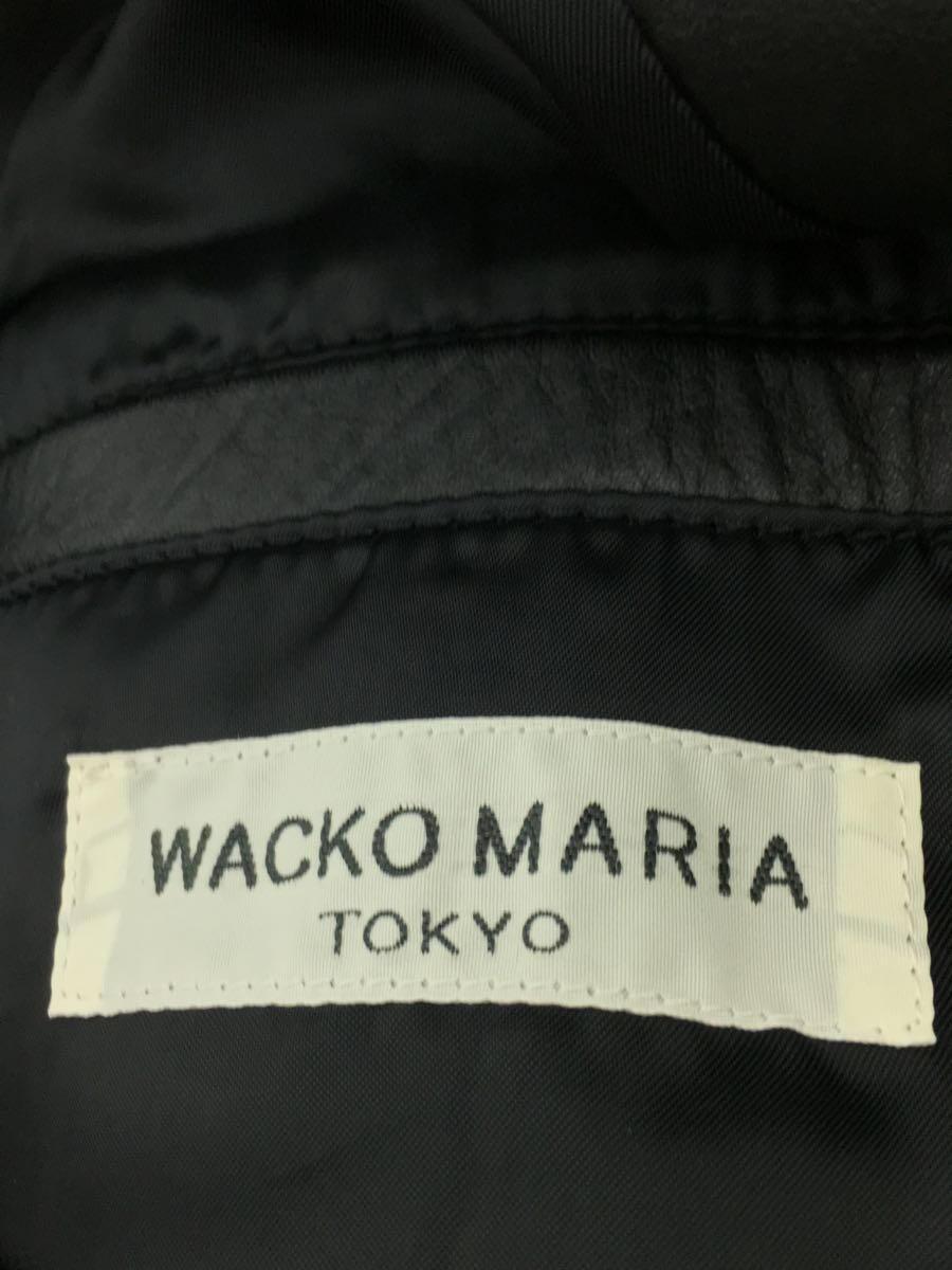 WACKO MARIA◆レザージャケット・ブルゾン/S/レザー/BLK_画像3