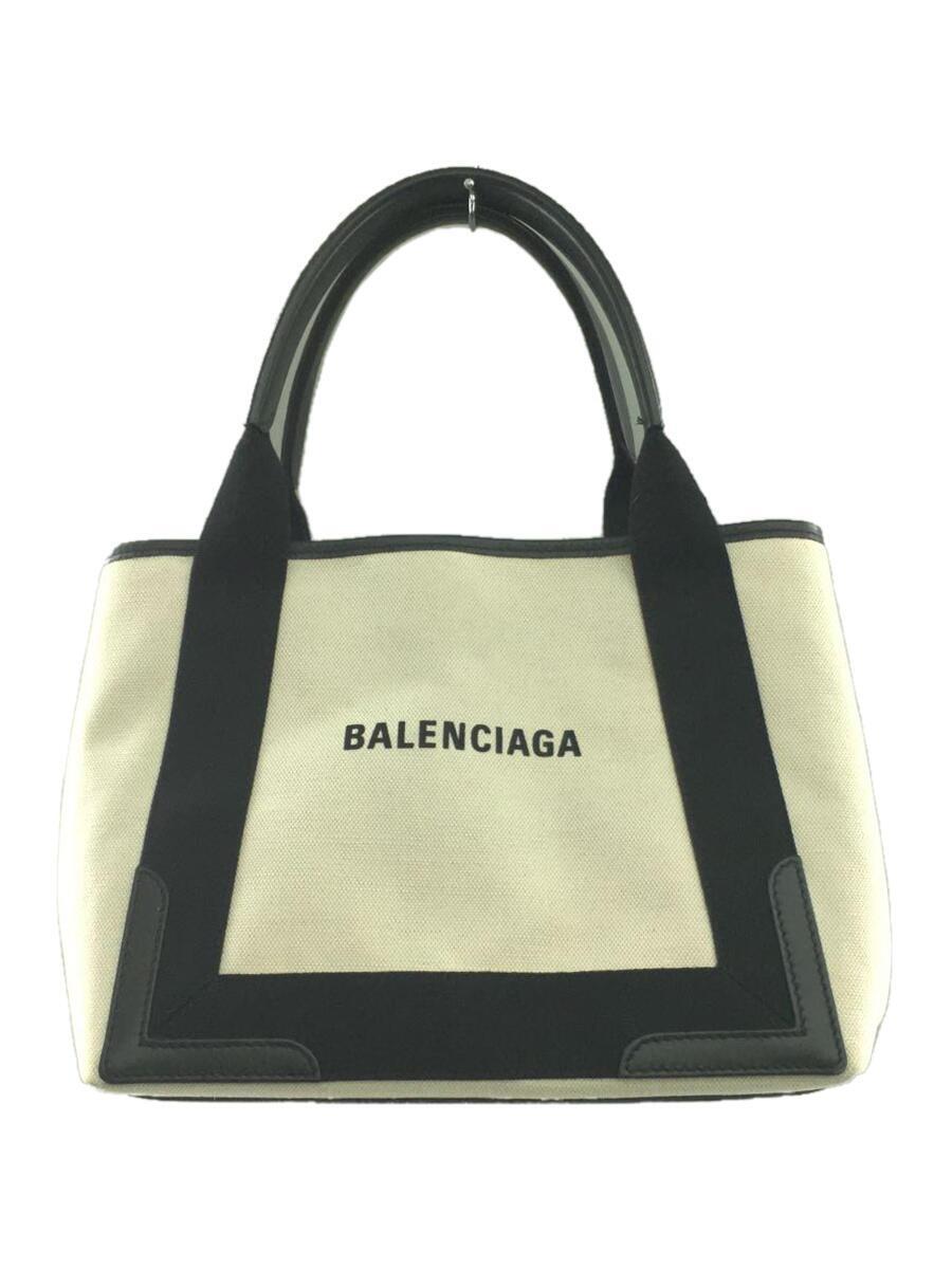 良質 BALENCIAGA◇トートバッグ/キャンバス/CRM/無地/ネイビー