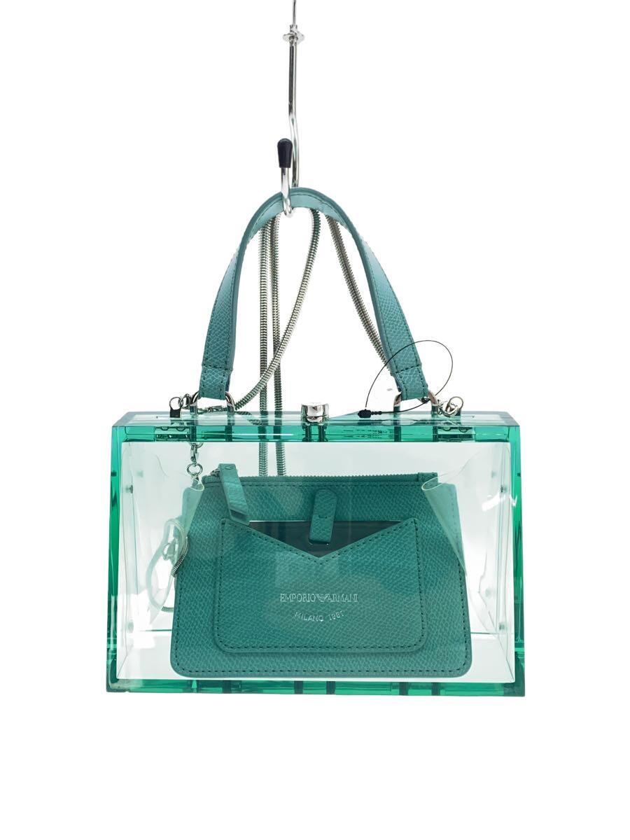 EMPORIO ARMANI◆キズ有 Turquoise Clear Handbag With Pouch 2WAY/アクリル/GRN