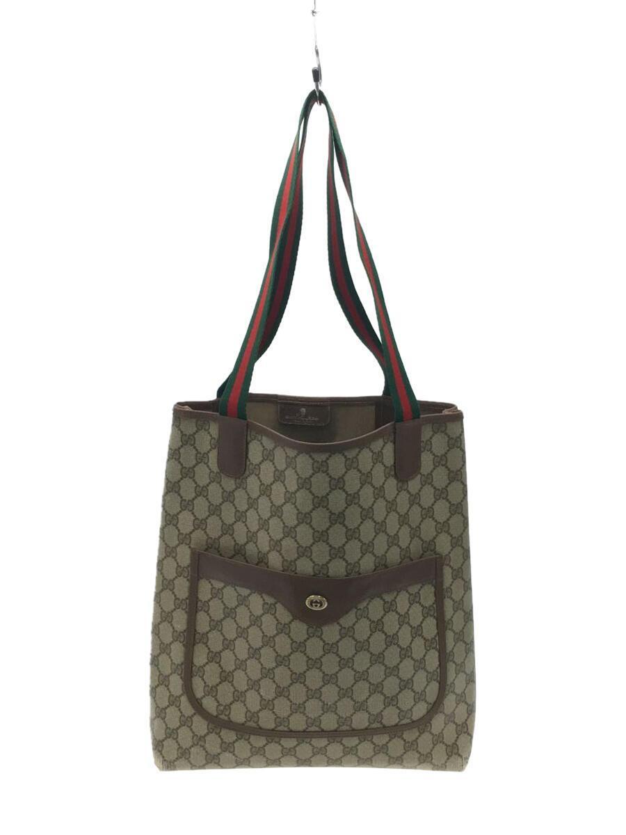 GUCCI◆オールドグッチ/トートバッグ/BEG/89.02.003/角ダメージ有/ポケット内側汚れ有