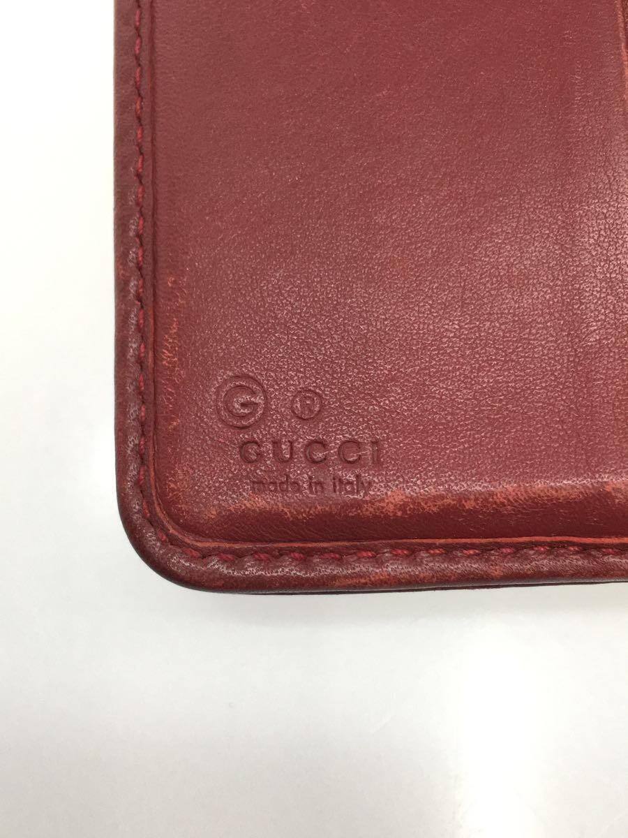 GUCCI◆2ツ折サイフ_マイクログッチシマ/レザー/RED/モノグラム/レディース_画像3