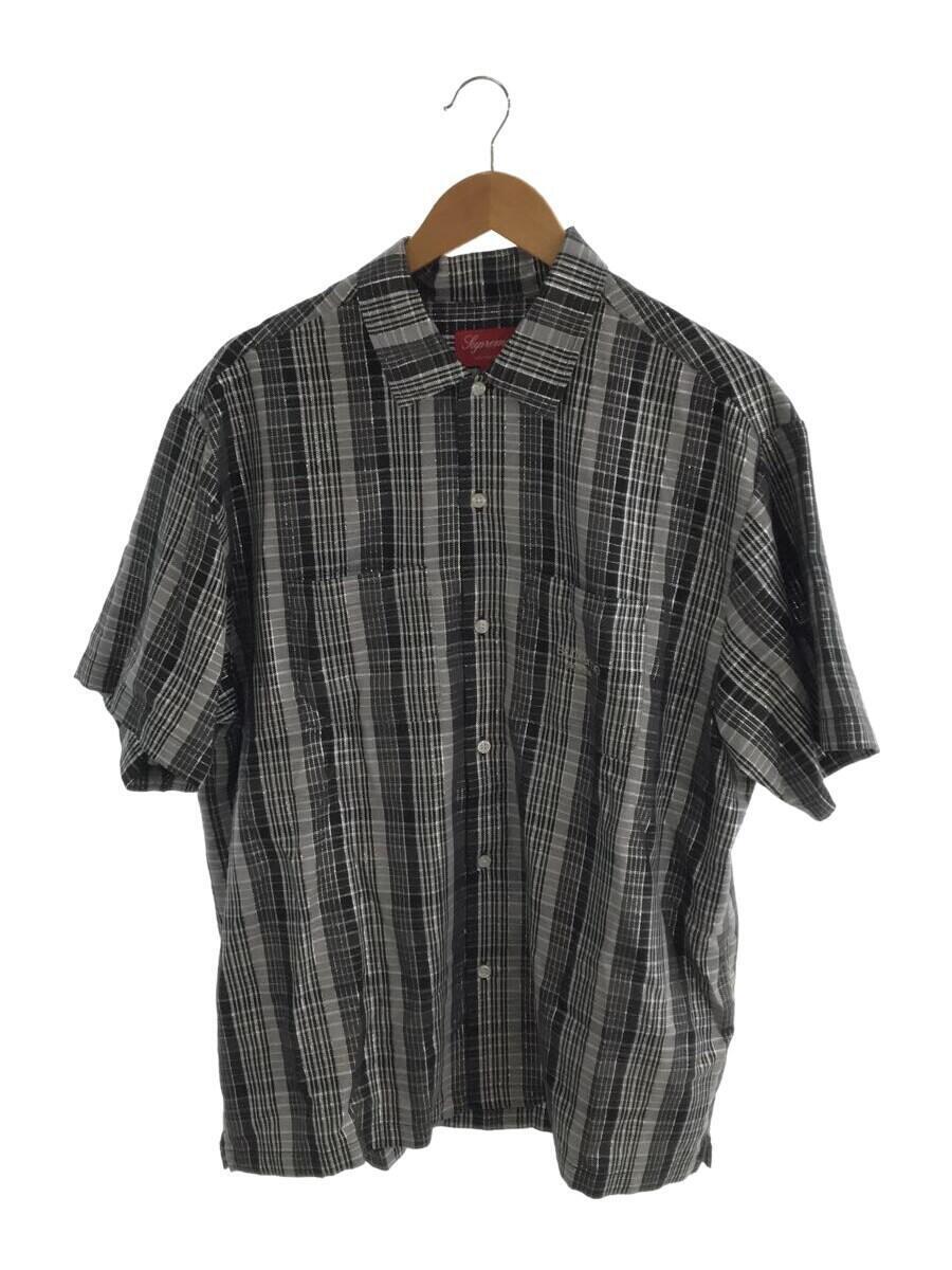 Supreme◆23SS/Metallic Plaid S/S Shirts/半袖シャツ/L/コットン/ブラック/グレー