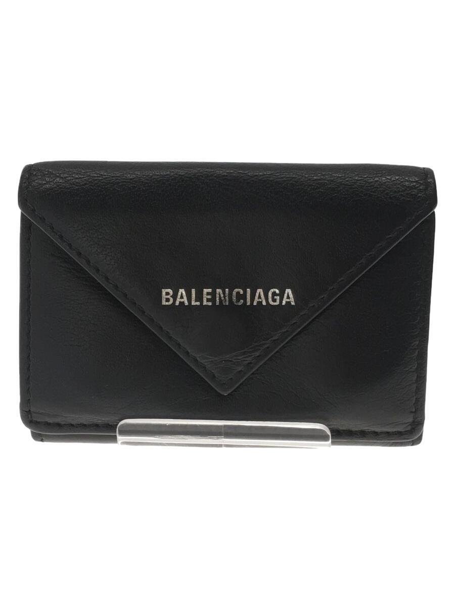 期間限定特別価格 BALENCIAGA◇3つ折り財布/レザー/グレー/無地