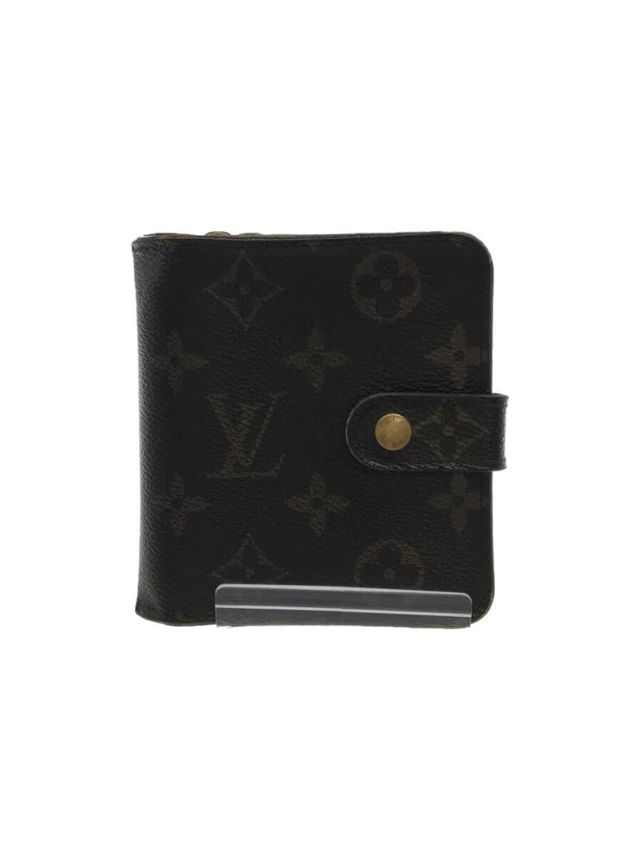 LOUIS VUITTON◆コンパクトジップ_モノグラム_BRW/PVC/BRW/レディース