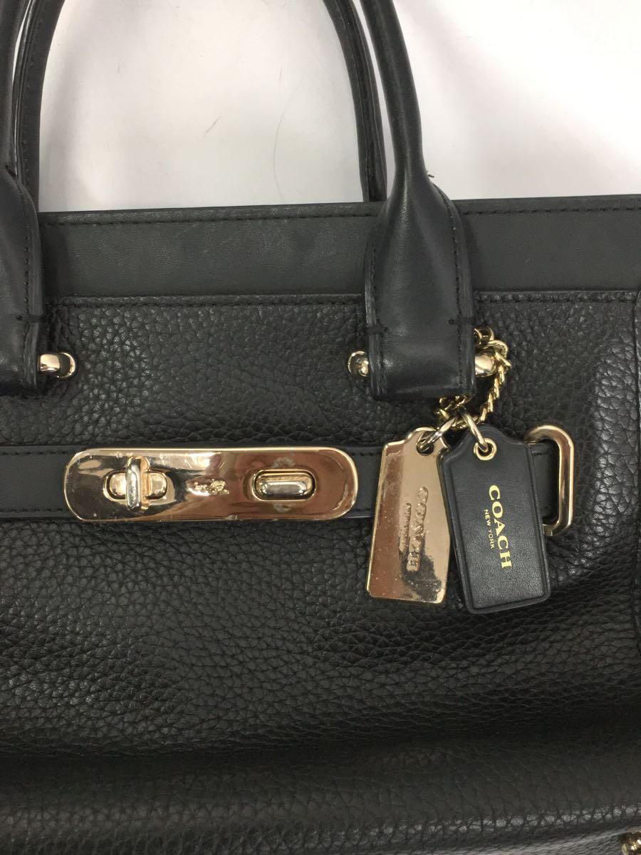 COACH◆スワッガー27/ハンドバッグ/レザー/BLK/無地/36497_画像5