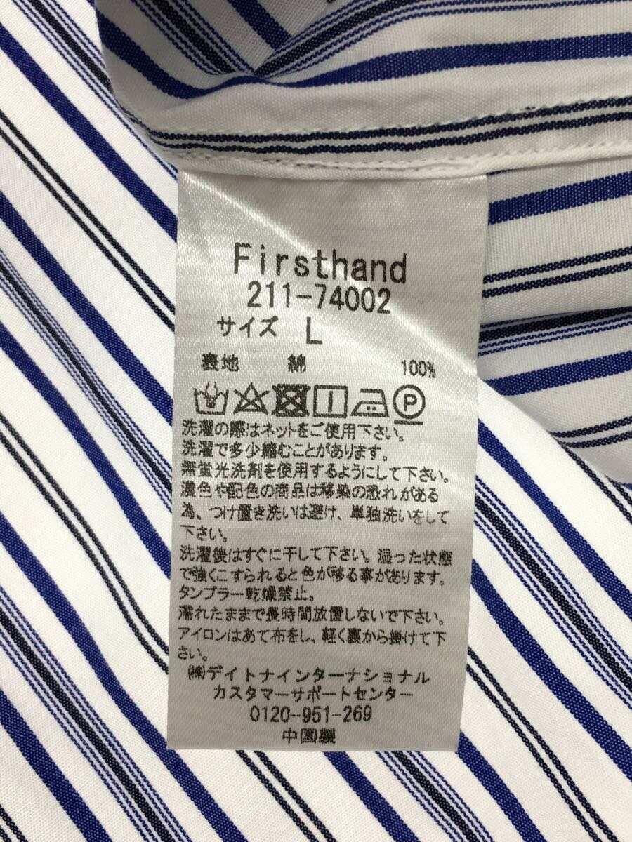 FIRST HAND/長袖バンドカラーシャツ/L/コットン/WHT/ストライプ/211-74002_画像4