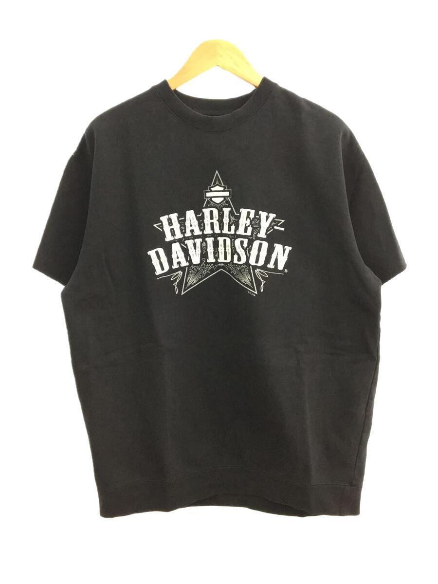 日本未発売】 HARLEY DAVIDSON◇スウェット/Tシャツ/L/コットン/BLK