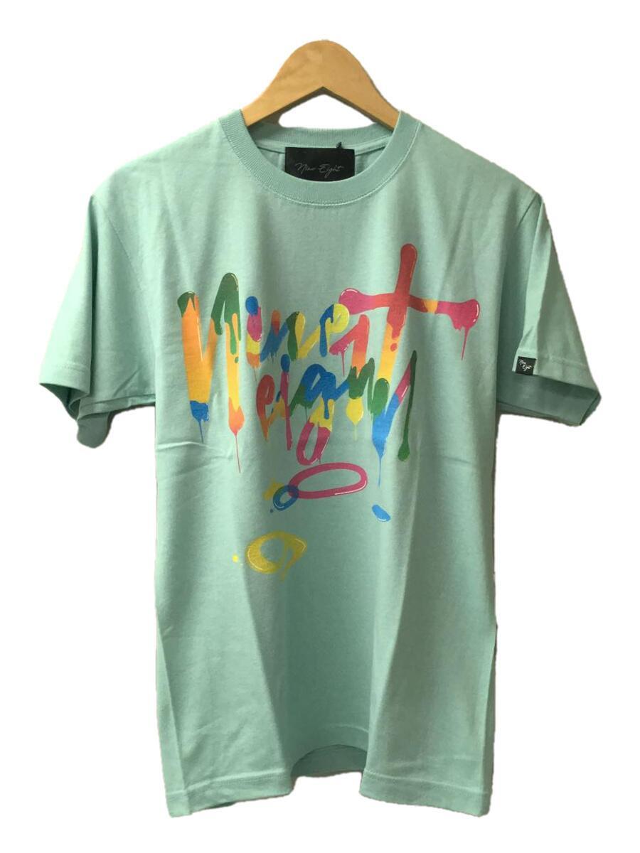 nine eight/S/SL PAINT PATTERN T-SHIRTS/Tシャツ/M/コットン/ブルー_画像1