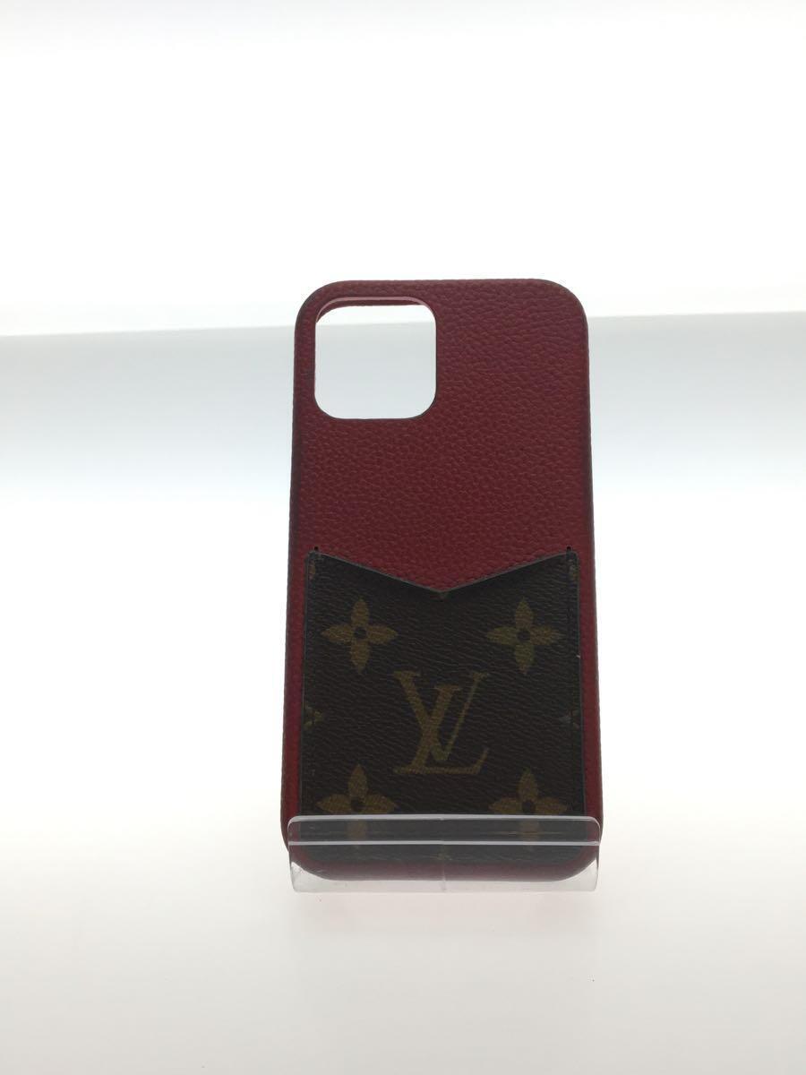 LOUIS VUITTON◆IPHONE・バンパー12/12PRO_モノグラム_RED/レザー/レディース_画像1