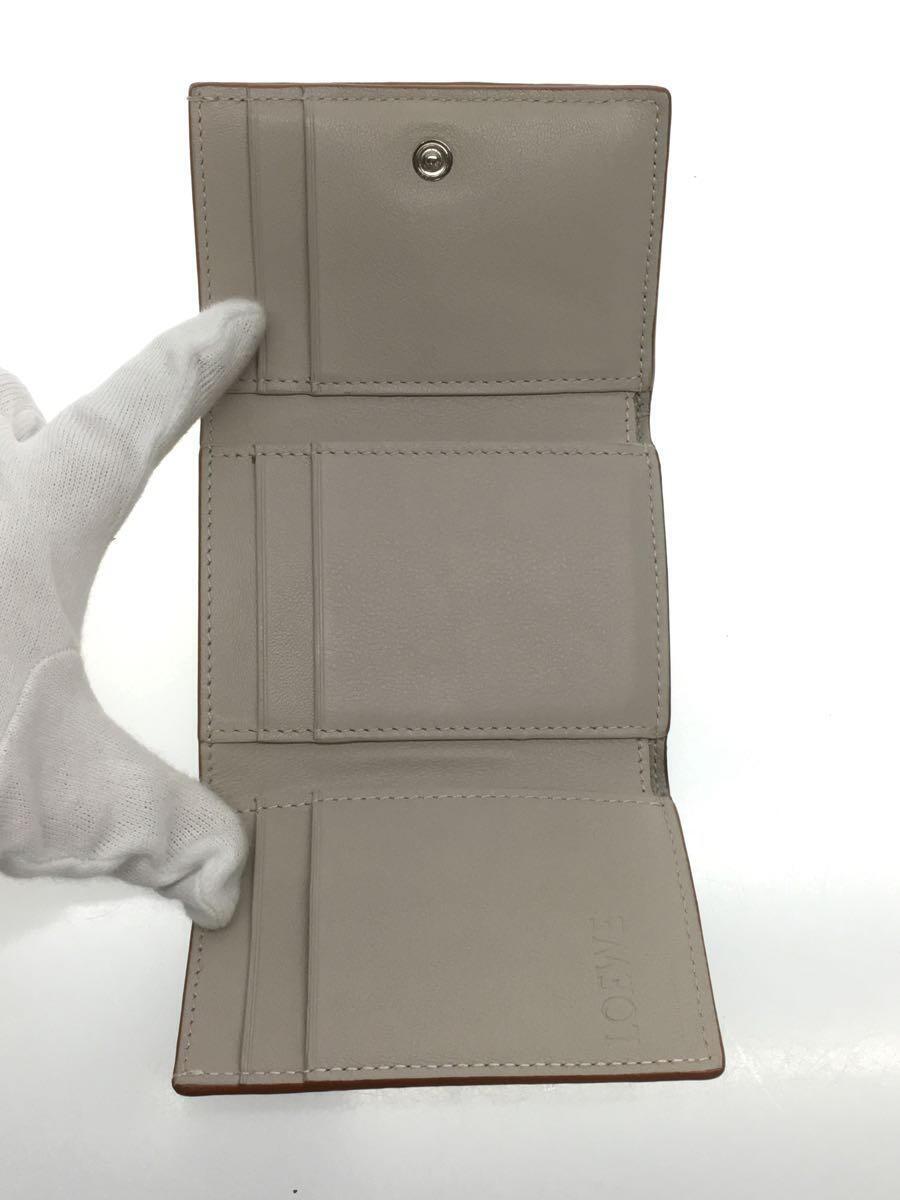 LOEWE◇アナグラムトライフォールドウォレット/3つ折り財布/レザー/GRY