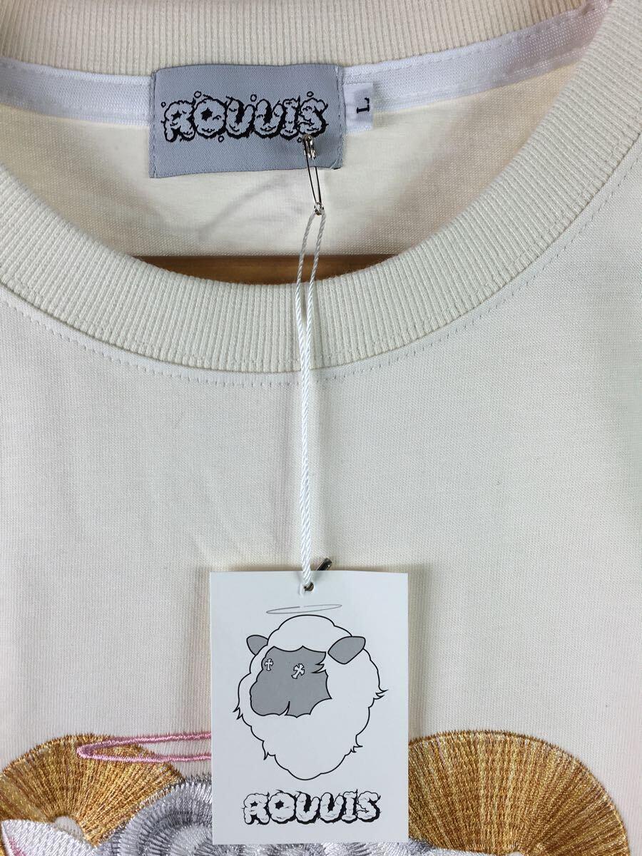 Rouuis/EMBROIDERY TEE/Tシャツ/L/コットン/CRM/無地_画像3