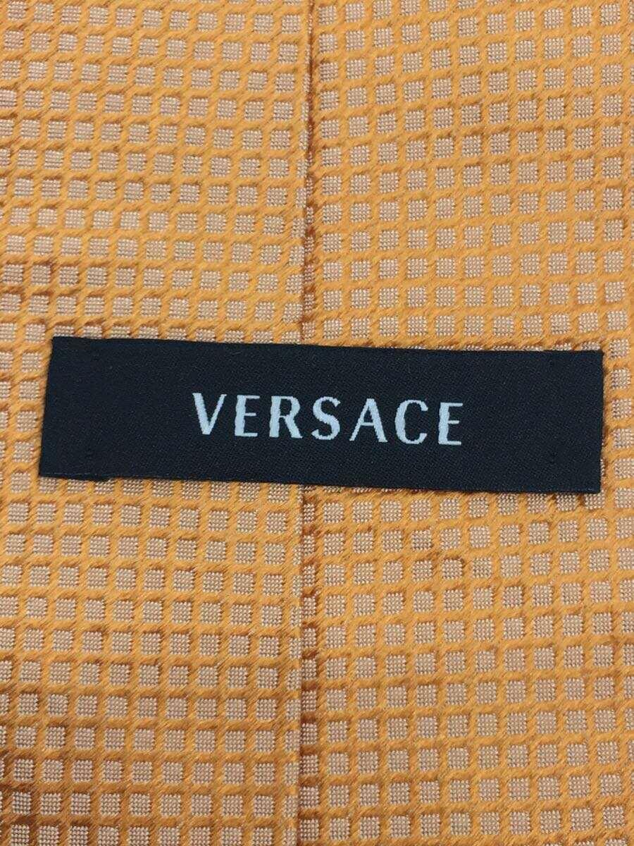 VERSACE◆ネクタイ/シルク/イエロー/メンズ/黄色/総柄/ロゴ/MADE IN ITALY_画像4