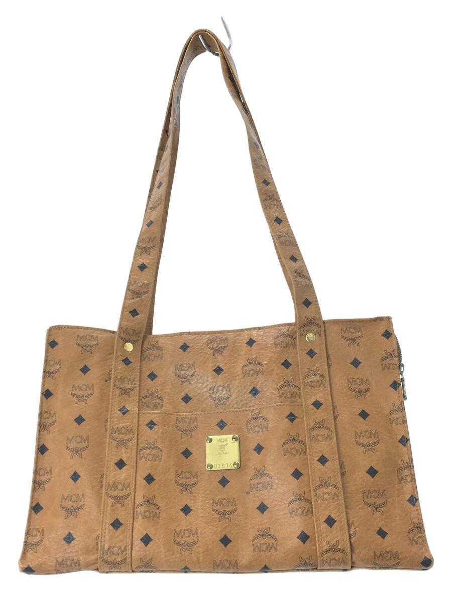 人気新品入荷 MCM◇トートバッグ/レザー/BEG/ロゴグラム/ その他