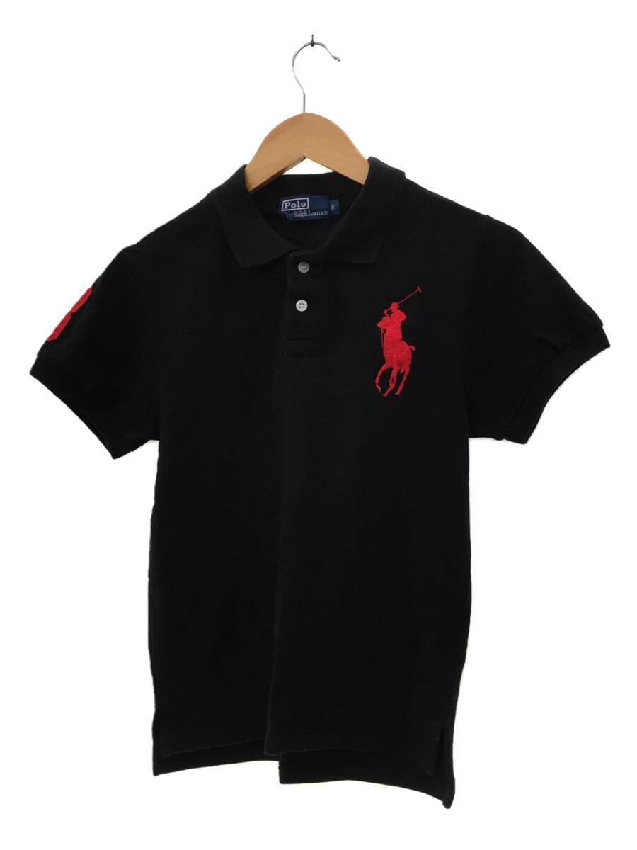 POLO RALPH LAUREN◆ポロシャツ/S/コットン/BLK/無地_画像1