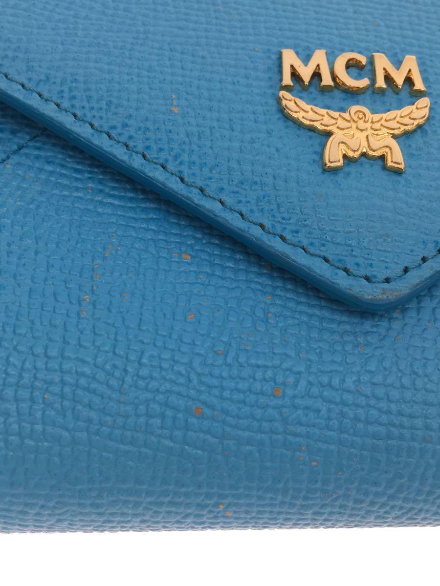 MCM◆2つ折り財布/PVC/BLU/無地/レディース_画像9