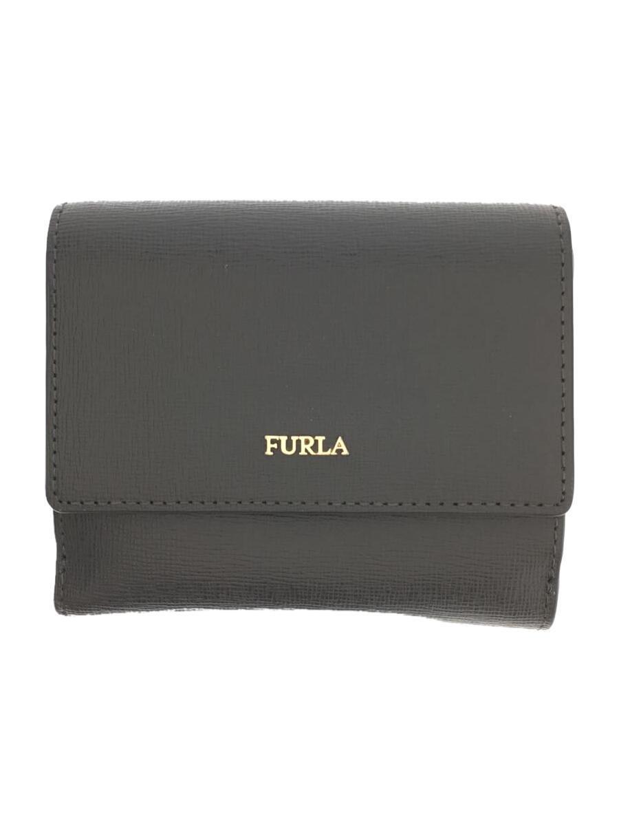 超歓迎された FURLA◇2つ折り財布/レザー/GRY/無地/レディース/1034135