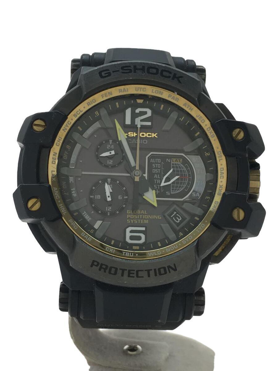 CASIO◆ソーラー腕時計・G-SHOCK/アナログ/ステンレス/GLD/BLK_画像1