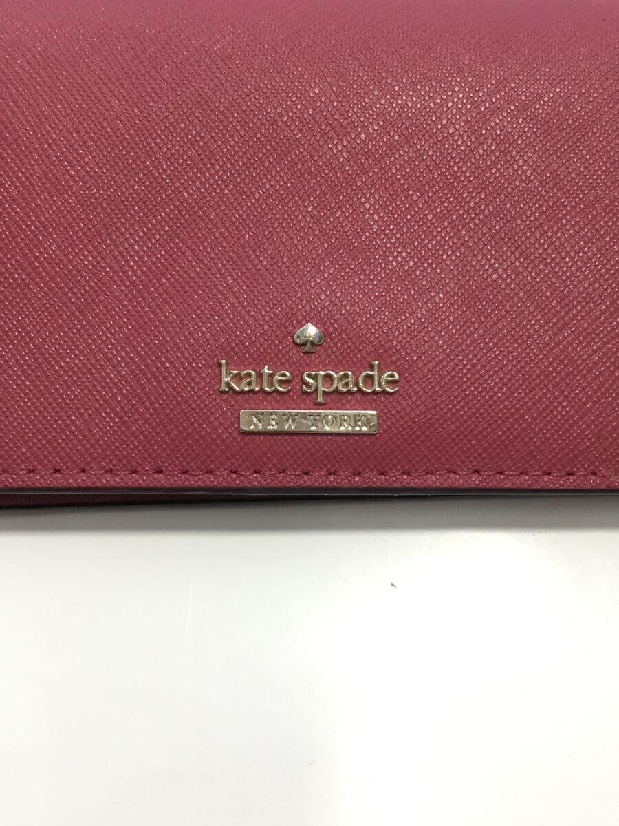 kate spade new york◆カードケース/-/RED/無地/レディース/PWR00278/使用感有_画像3
