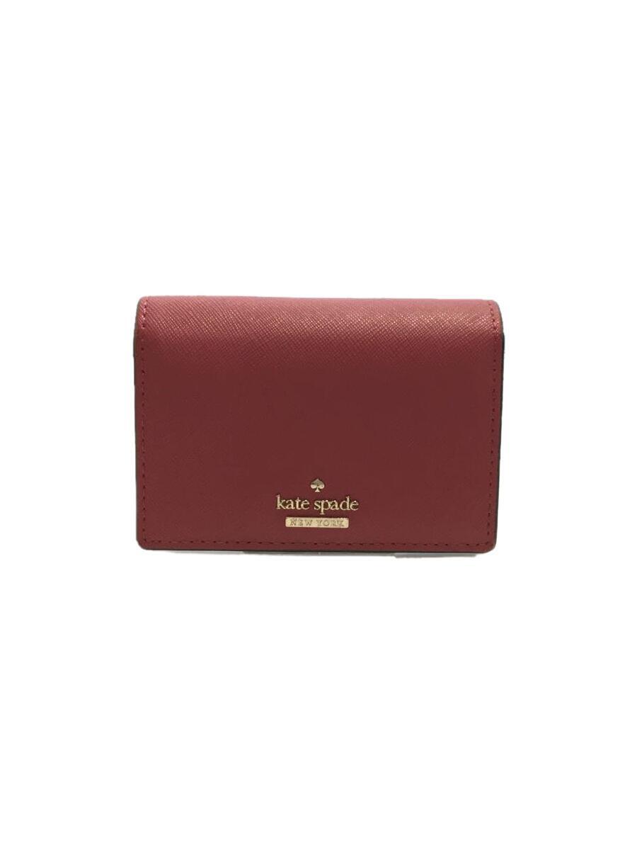 kate spade new york◆カードケース/-/RED/無地/レディース/PWR00278/使用感有_画像1