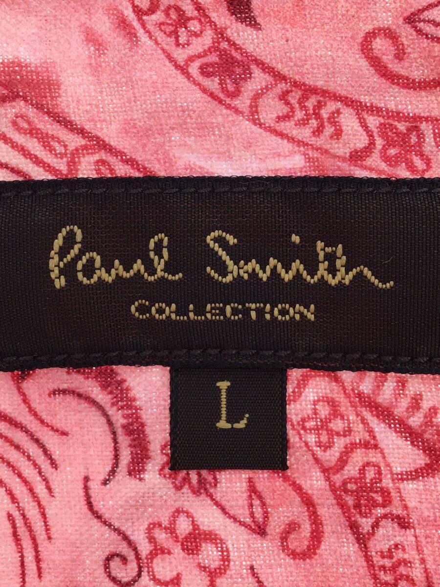 Paul Smith COLLECTION◆半袖シャツ/L/リネン/PNK/総柄/オープンカラーシャツ_画像3