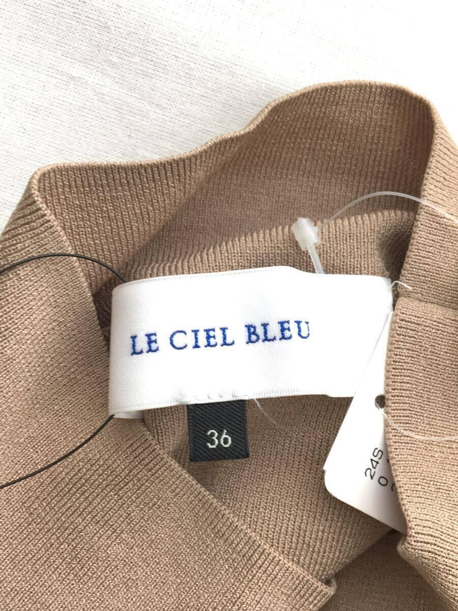 LE CIEL BLEU*22SS/High Gauge Turtle Neck Knit/ long sleeve cut and sewn /36/ rayon / beige 