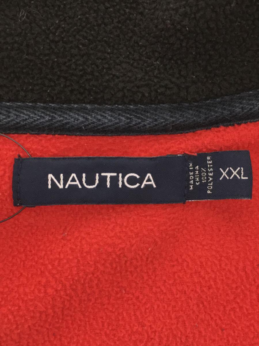 NAUTICA◆ハーフジップフリース/XXL/ポリエステル/RED/無地_画像3