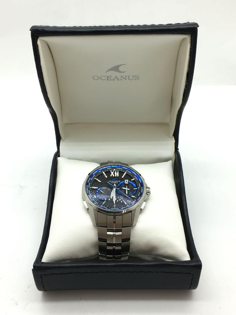 CASIO◆ソーラー腕時計・OCEANUS/アナログ/-/BLK/SLV/OCW-S3400-1AJF_画像8