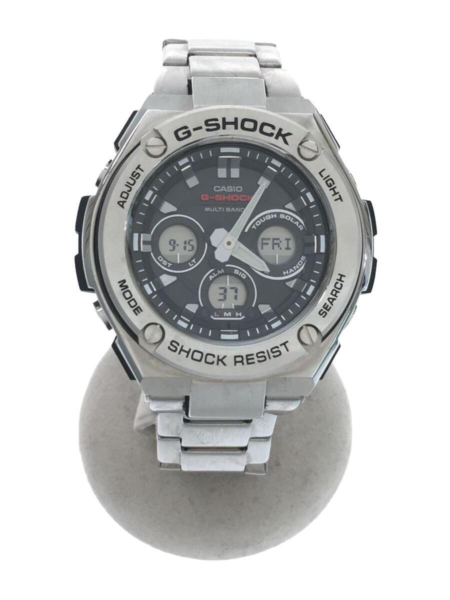 CASIO◆ソーラー腕時計・G-SHOCK/デジアナ/ステンレス/BLK/SLV_画像1