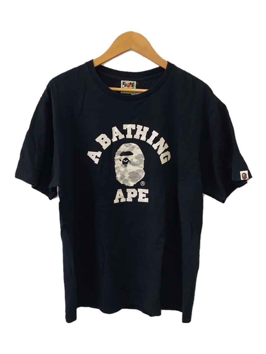 A BATHING APE◆カモフラロゴTシャツ/XL/コットン/ブラック_画像1