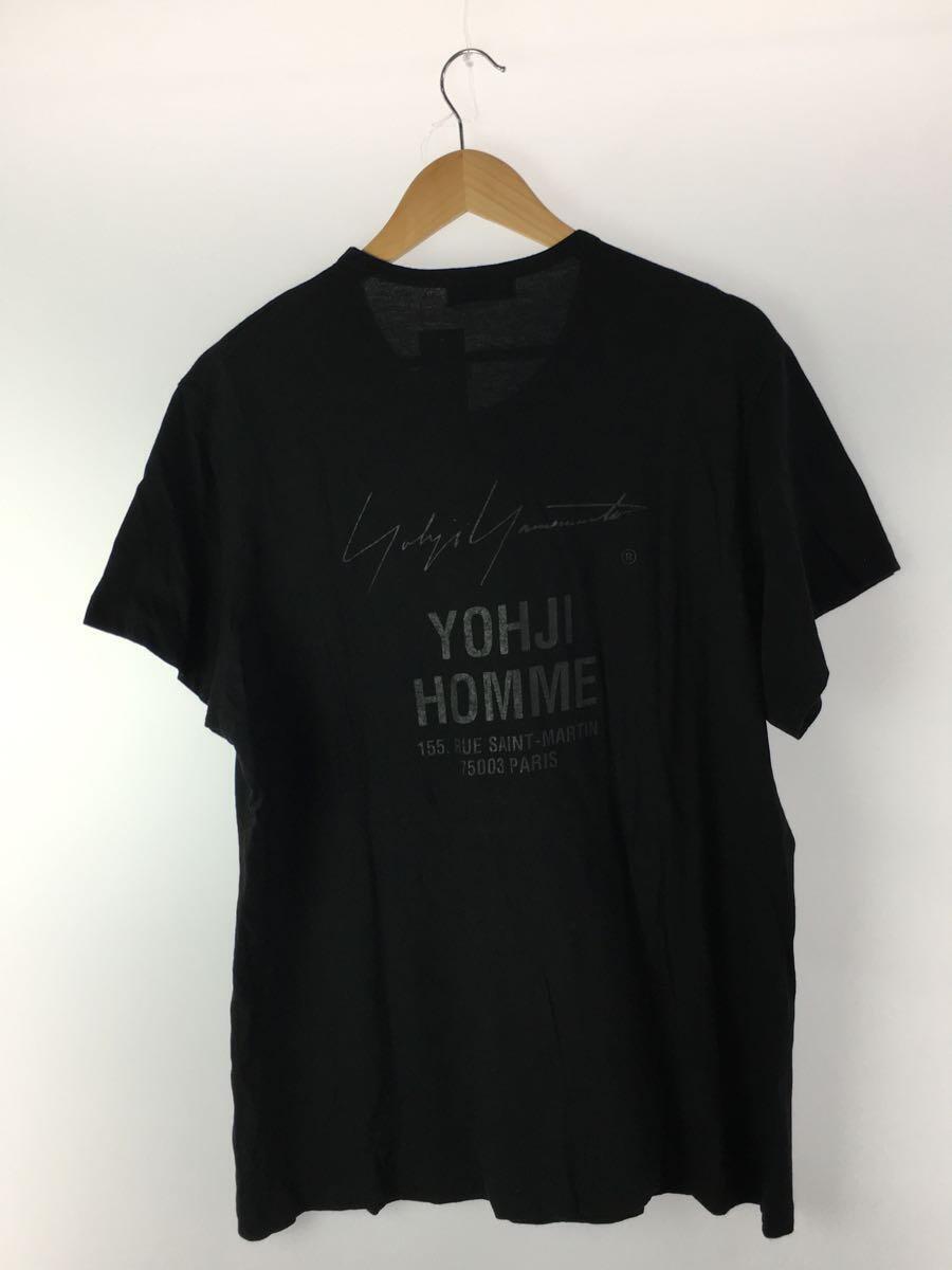 yohji yamamoto POUR HOMME◆Tシャツ/3/コットン/BLK/HK-T40-082_画像2