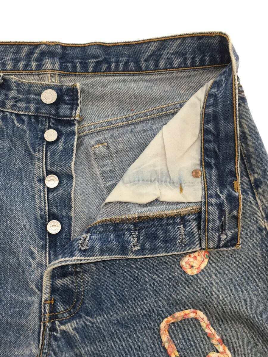 30%OFF】 花とギター/ストレートパンツ/33/コットン/IDG/H&G-0343 L