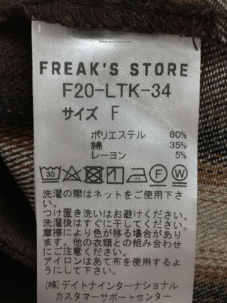FREAK’S STORE◆シャツワンピース/FREE/ポリエステル/BRW/チェック/F20-LTK-34_画像4