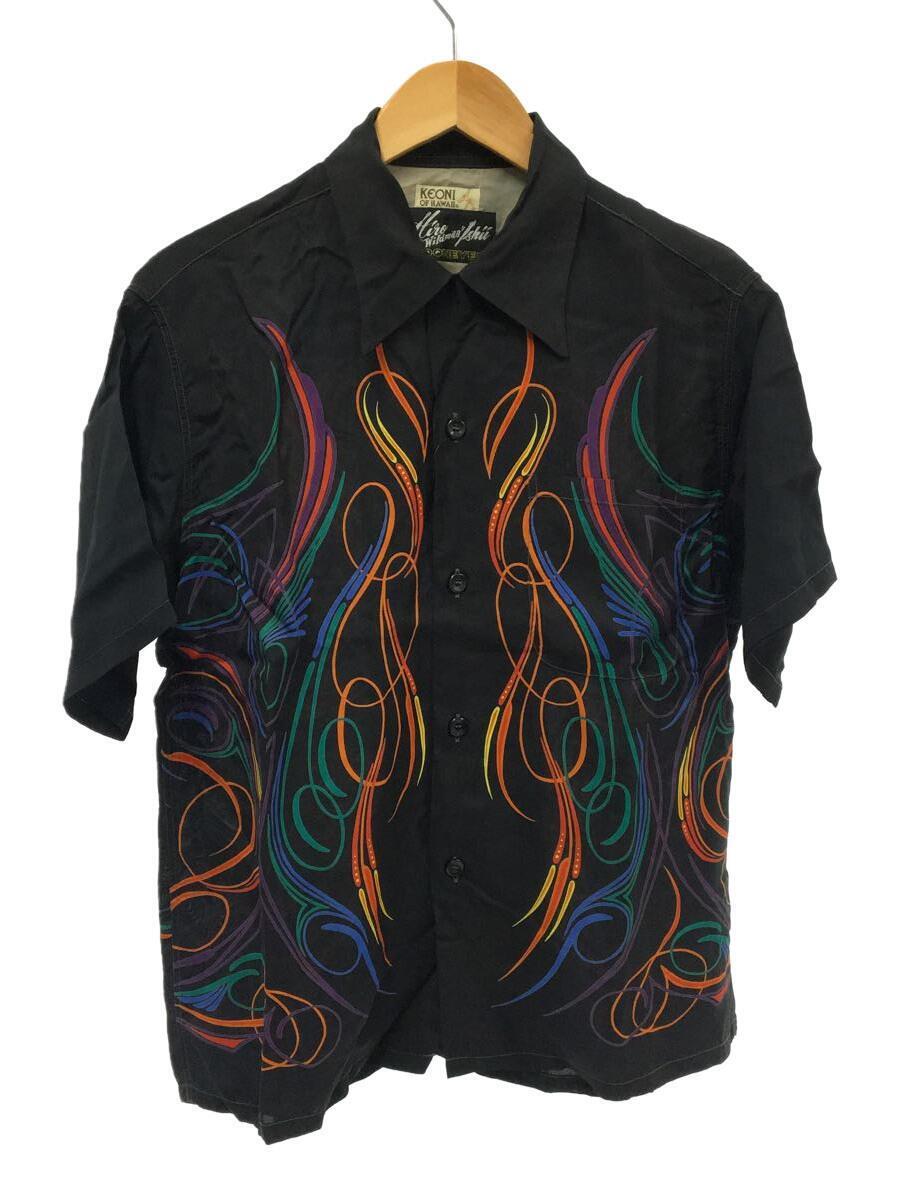 KEONI OF HAWAII* гавайская рубашка /S/ искусственный шелк /BLK/ общий рисунок /SS33557