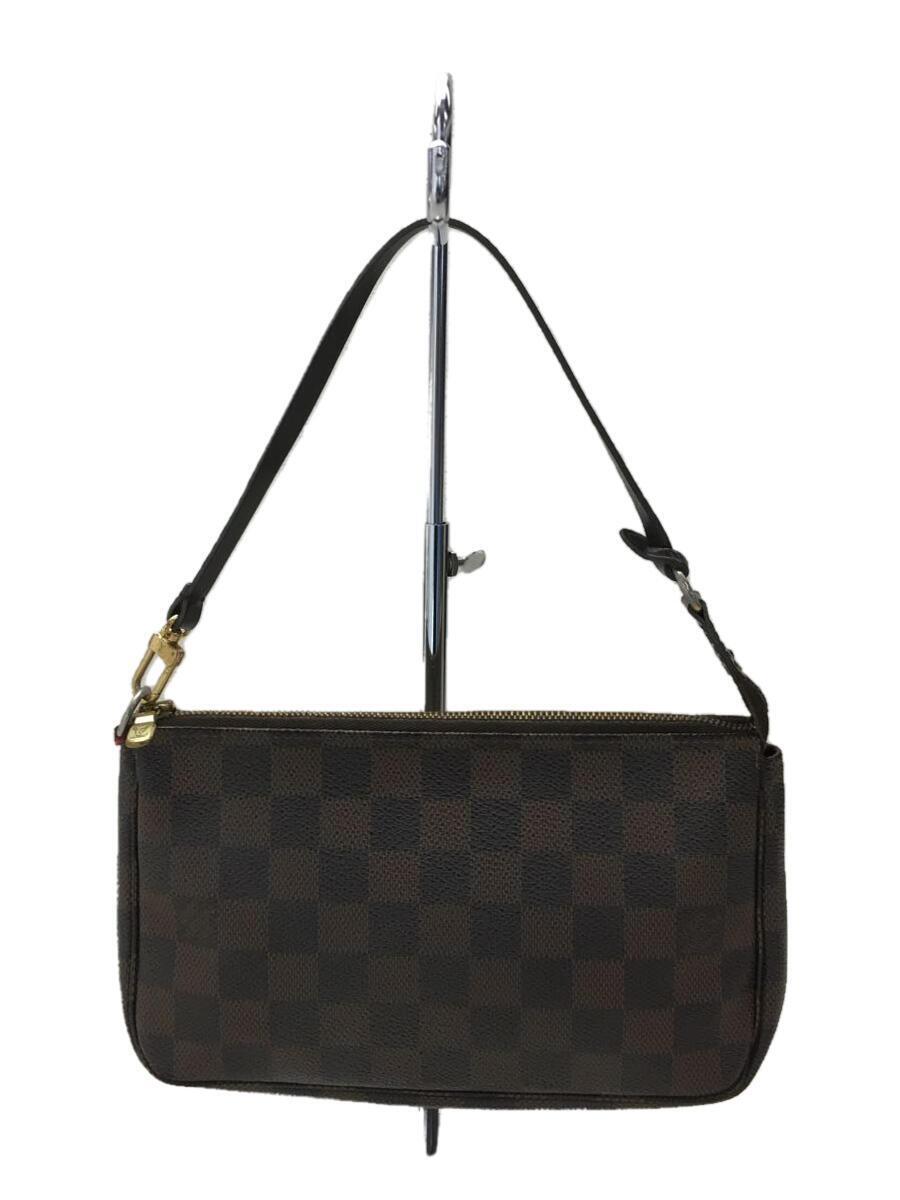 LOUIS VUITTON◇ポシェット・アクセソワール_ダミエ・エベヌ_BRW/PVC/BRW-