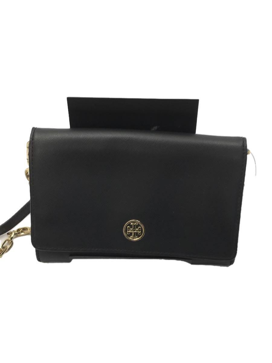 TORY BURCH◆ショルダーバッグ/レザー/BLK/無地/チェーンショルダー