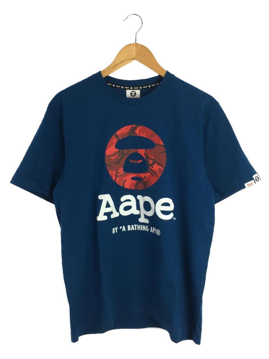 AAPE BY A BATHING APE◆ロゴTシャツ/M/コットン/BLU/AAPTEM0905XXI_画像1