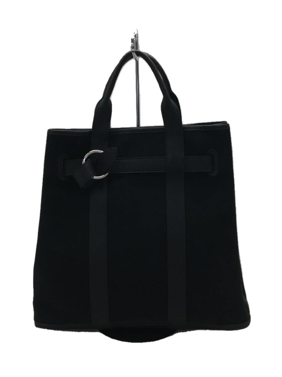 大人気新品 HERMES◇サンチェールMMトートバッグ/キャンバス/BLK/無地