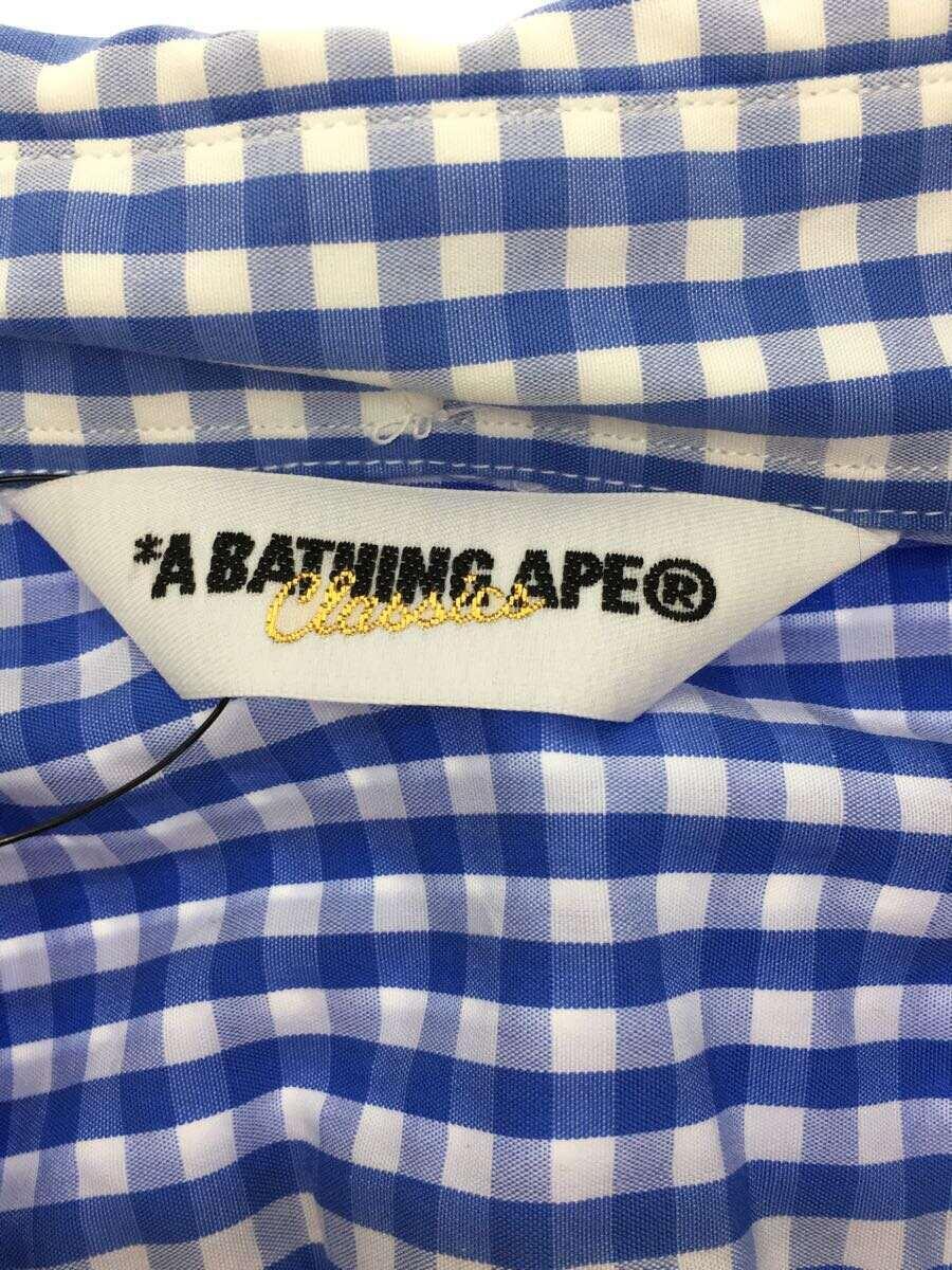 A BATHING APE◆ギンガムCK/長袖シャツ/L/コットン/BLU/チェック_画像3