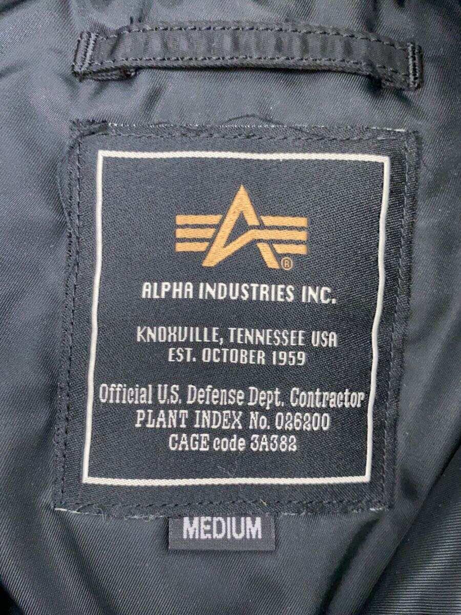 ALPHA INDUSTRIES◆フライトジャケット/M/ナイロン/BLK/無地_画像3