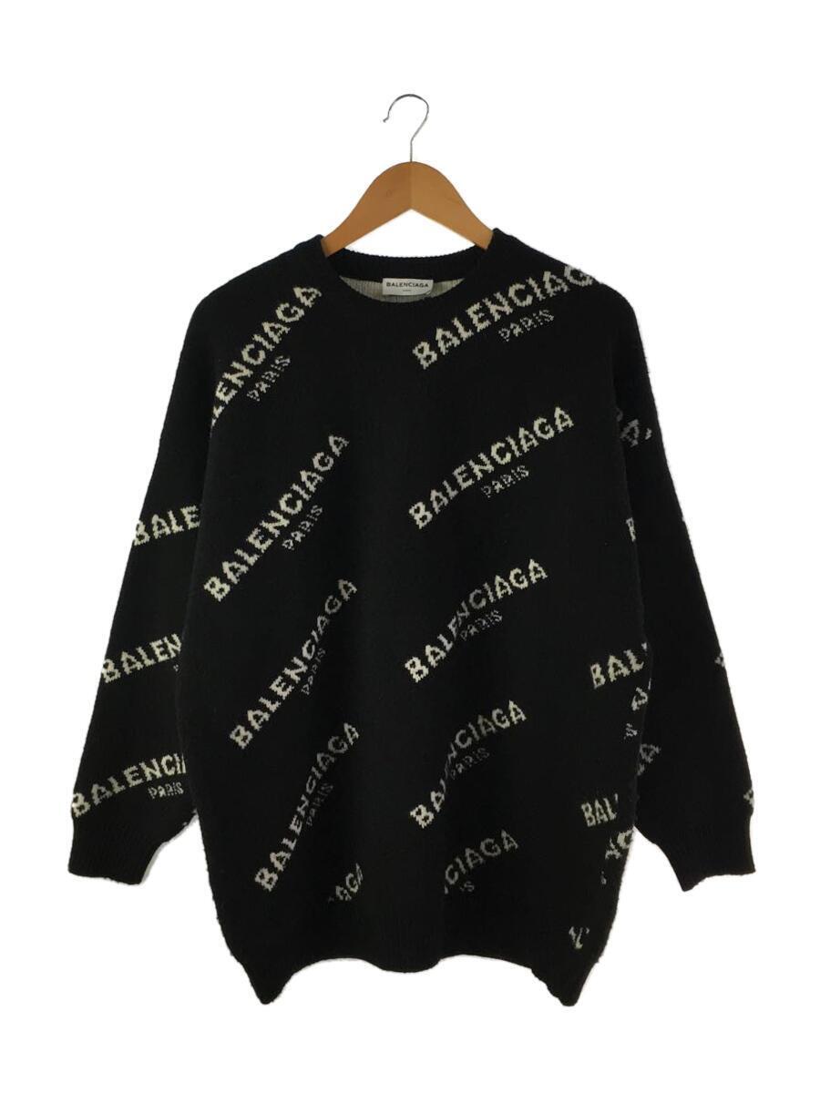 かわいい～！」 BALENCIAGA◇セーター(厚手)/38/ウール/BLK/総柄