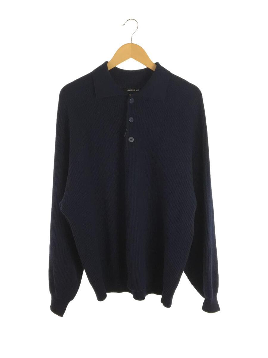 正規通販】 GALERIE VIE◇ニットポロ長袖シャツ/FREE/カシミア/NVY/23