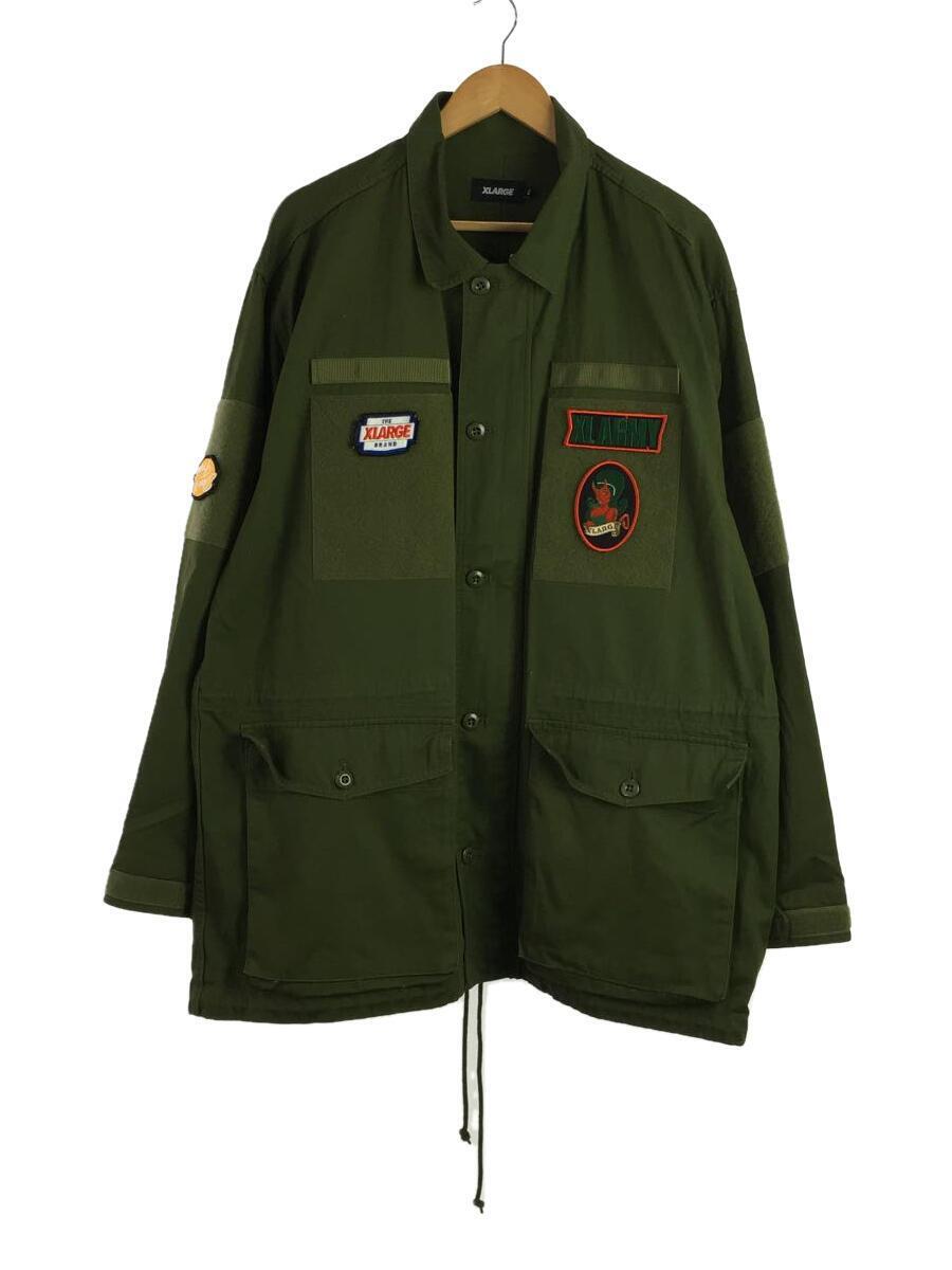 X-LARGE◆21AW/PATCHED MILITARY JACKET/XL/コットン/KHK/1012130210074