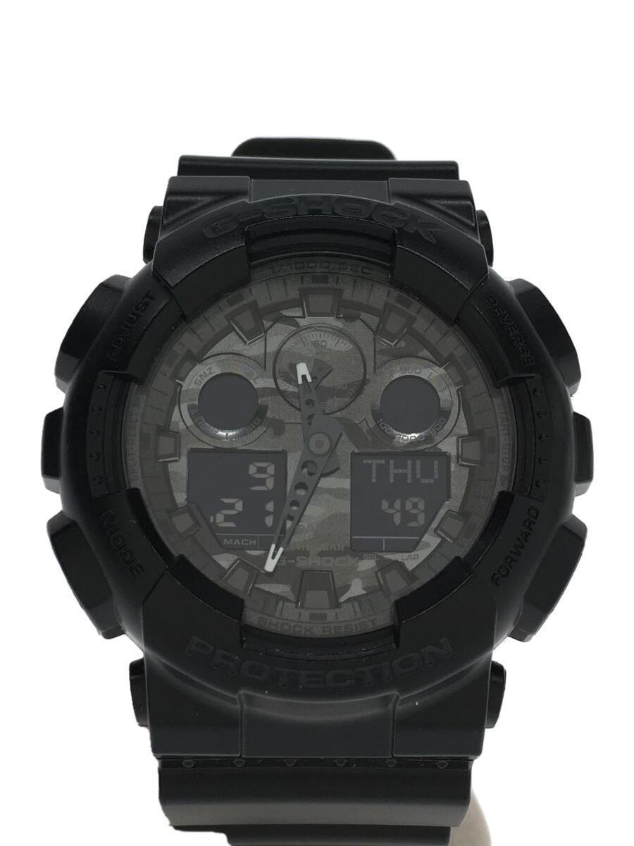 CASIO◆クォーツ腕時計/デジアナ/ラバー/グレー/ブラック/GA-100CF-1ADR/5081
