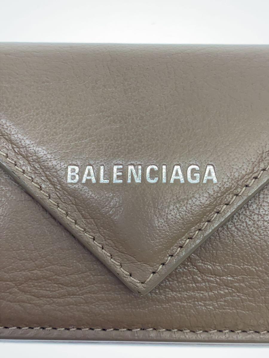 BALENCIAGA◆3つ折り財布/レザー/BRW/レディース/ペーパーミニウォレット_画像3