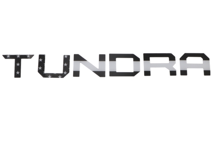 14-20 米国トヨタ タンドラ TUNDRA リアテールゲート エンブレム 汎用 3D 星条旗仕様 黒+グレー_画像1
