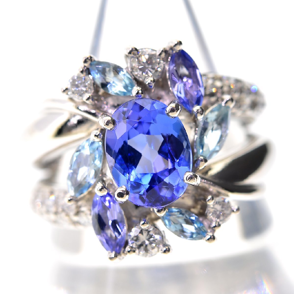 【ふるさと割】 M1072【BSJJ】Pt900 天然タンザナイト1.49ct ダイヤモンド0.38ct タンザナイト
