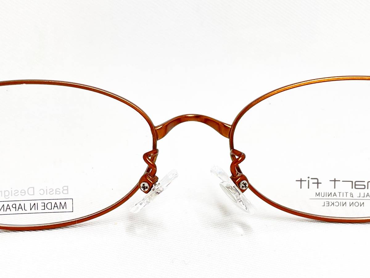 B-94 眼鏡 メガネフレーム smart fit ブラウン 茶色 チタン 日本製 国産 10ｇ 軽量 フルリム オシャレ シンプル 51□16 135 ブランド_画像4