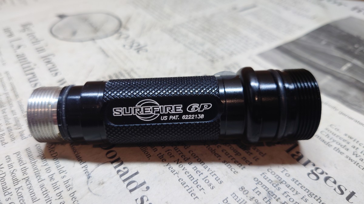 【未使用】SUREFIRE 6P 2セル6V純正ボディ BK 現行ロゴ シュアファイア_画像2