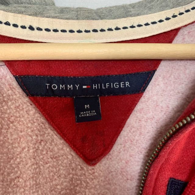 US古着 Tommy Hilfiger トミーヒルフィガー フルジップパーカー スウェット ジャケット ロゴワッペン_画像3